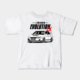 Lancer Evolution IX (white print) Kids T-Shirt